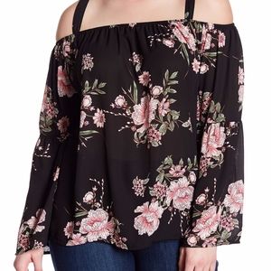 Cold Shoulder Bell Sleeve Blouse (Plus Size)